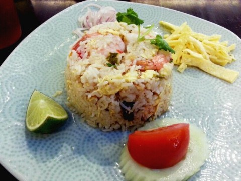 Tomyum fried rice with big prawn