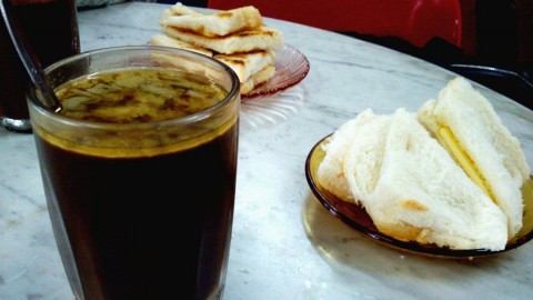 Traditional coffee and toast, slathered with butter. #dontsayibojio