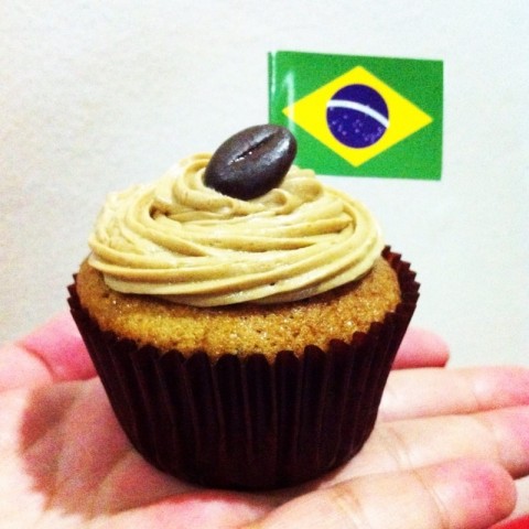 Coffee break? How about a coffee cupcake aptly labelled after Brazil?