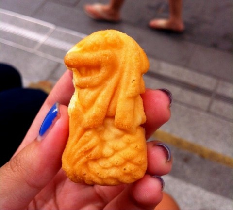 Cute Merlion-shaped donut with cream cheese filling