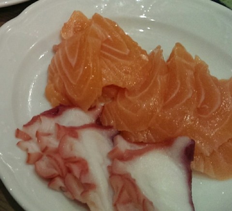 Fresh salmon & tako sashimi!