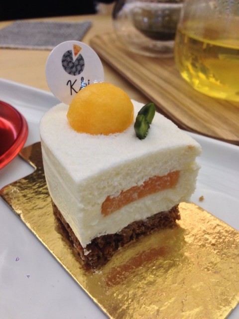 A fromage blanc mousse hiding a gelee centre with a melon sweetness