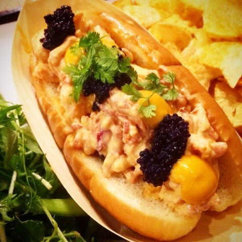Uber luxe lobster roll with uni and caviar!