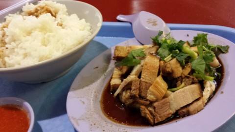 Singapore style braised pork belly rice set..meat soft but abit fat.