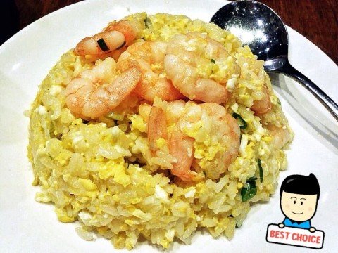 Signature fried rice with fresh prawns and egg