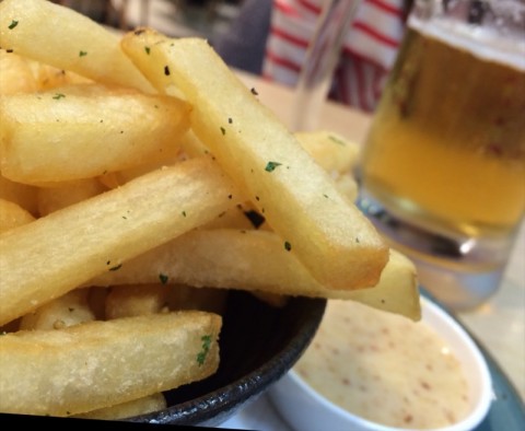 truffle fries and beer. perfect weekend food