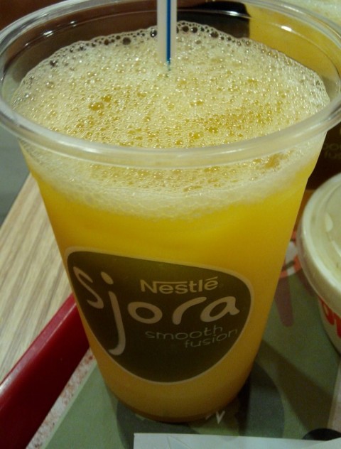 a refreshing mango drink served instead of a fizzy one