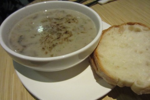 hearty bowl of mushroom soup