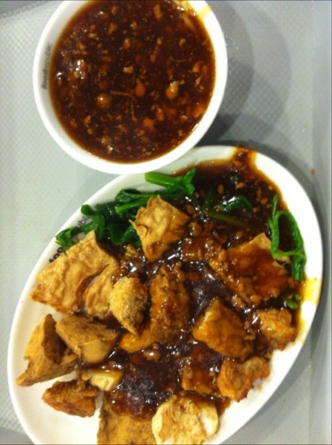 Unique Yong tau foo that is fried and paired with the special sauce! 