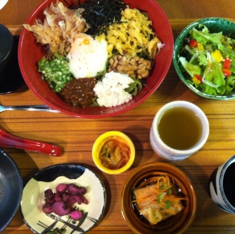 Healthy cha soba for lunch makes one less guilty! Worth it set lunch