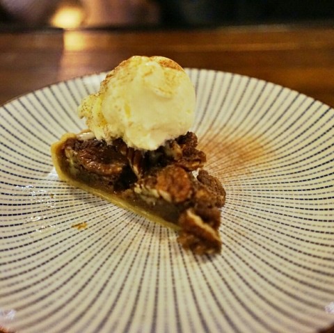 Whole pecans are awesome but the pie doesn't hold well, is too sweet and topped with icecream that is too sweet too. 