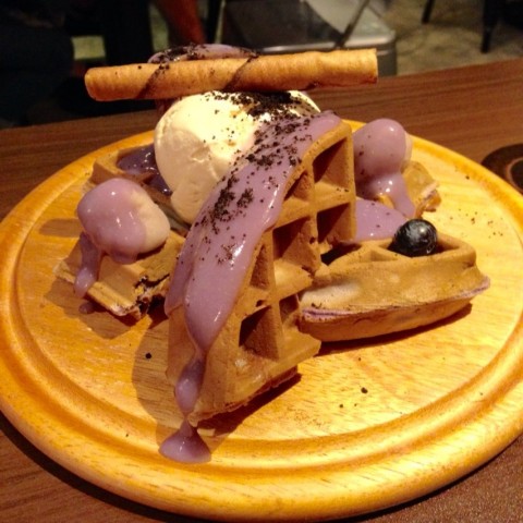 Super awesome taro infused waffles!! One of a kind! 