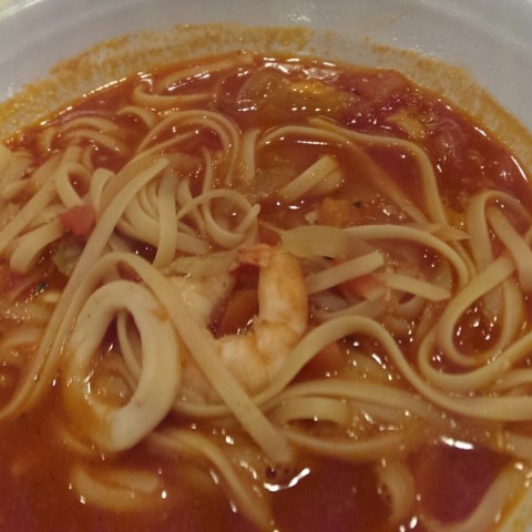 Pasta with a twist! This had prawns & squid rings in a light tomato-based soup. Perfect if you're craving for tomato-based pasta but want something light.