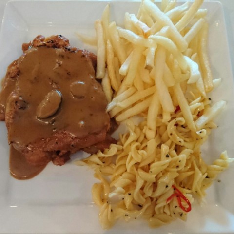 Chicken chop was tender and of decent size. However, taste was a tad salty while I could taste the salt in the fries. Pasta salad was comparatively bland.
