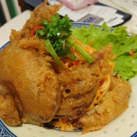 Too spicy and the batter for the soft shell crab was two thick.